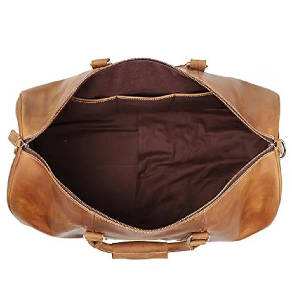 Men's Leather Duffle Bag Retro Carry on Handbag
